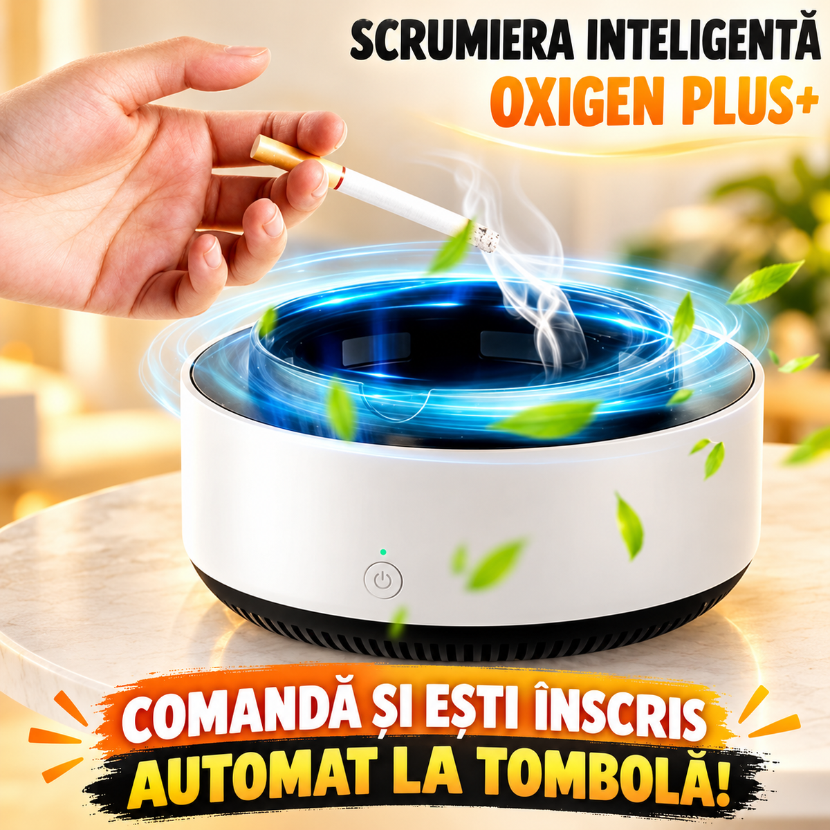 Scrumiera electrica cu aspiratie